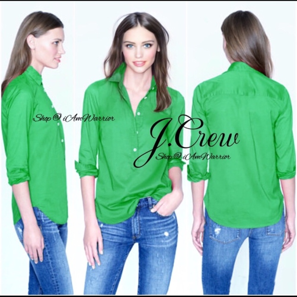 J. Crew Kelly Green Popover Size 2